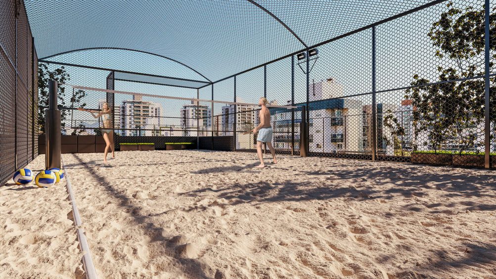 A primeira quadra de Beach Tennis no rooftop de um residencial no bairro Estreito em Florianópolis